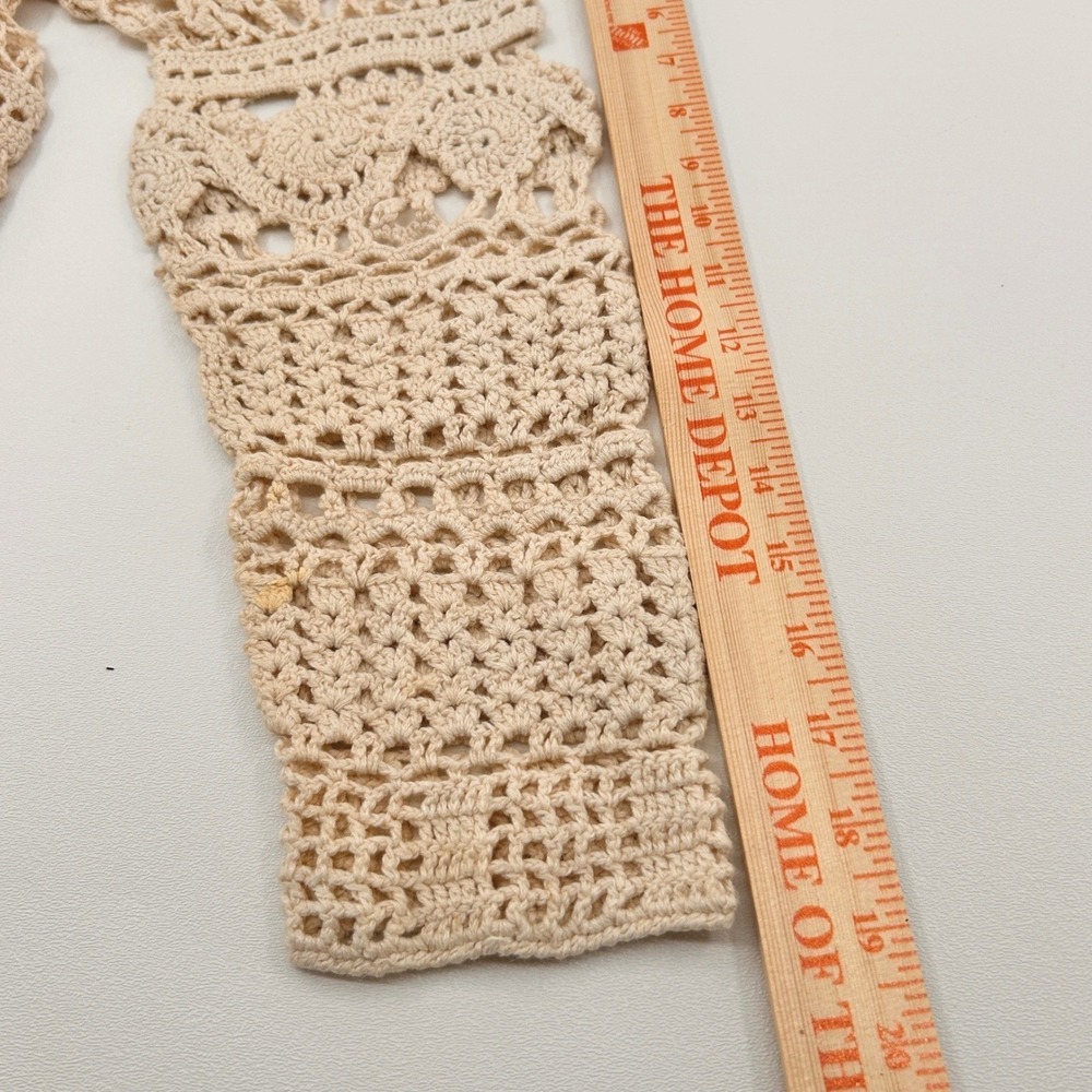 Wms Vintage Crochet Lace Top M Beige Floral Boho Festival Cottagecore - Picture 7 of 8